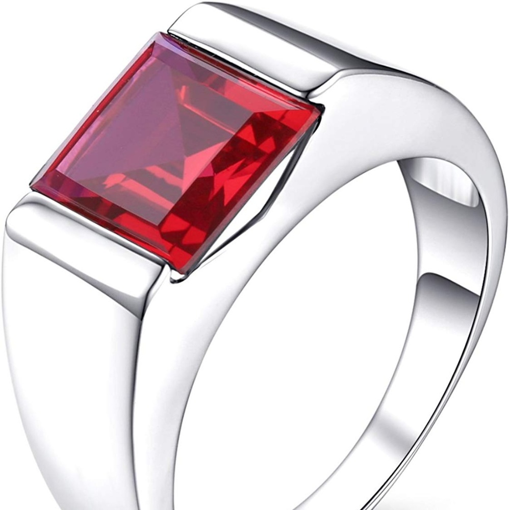 Men's 3.3ct Ruby Ring - 925 Sterling Silver - Picture 4 of 5